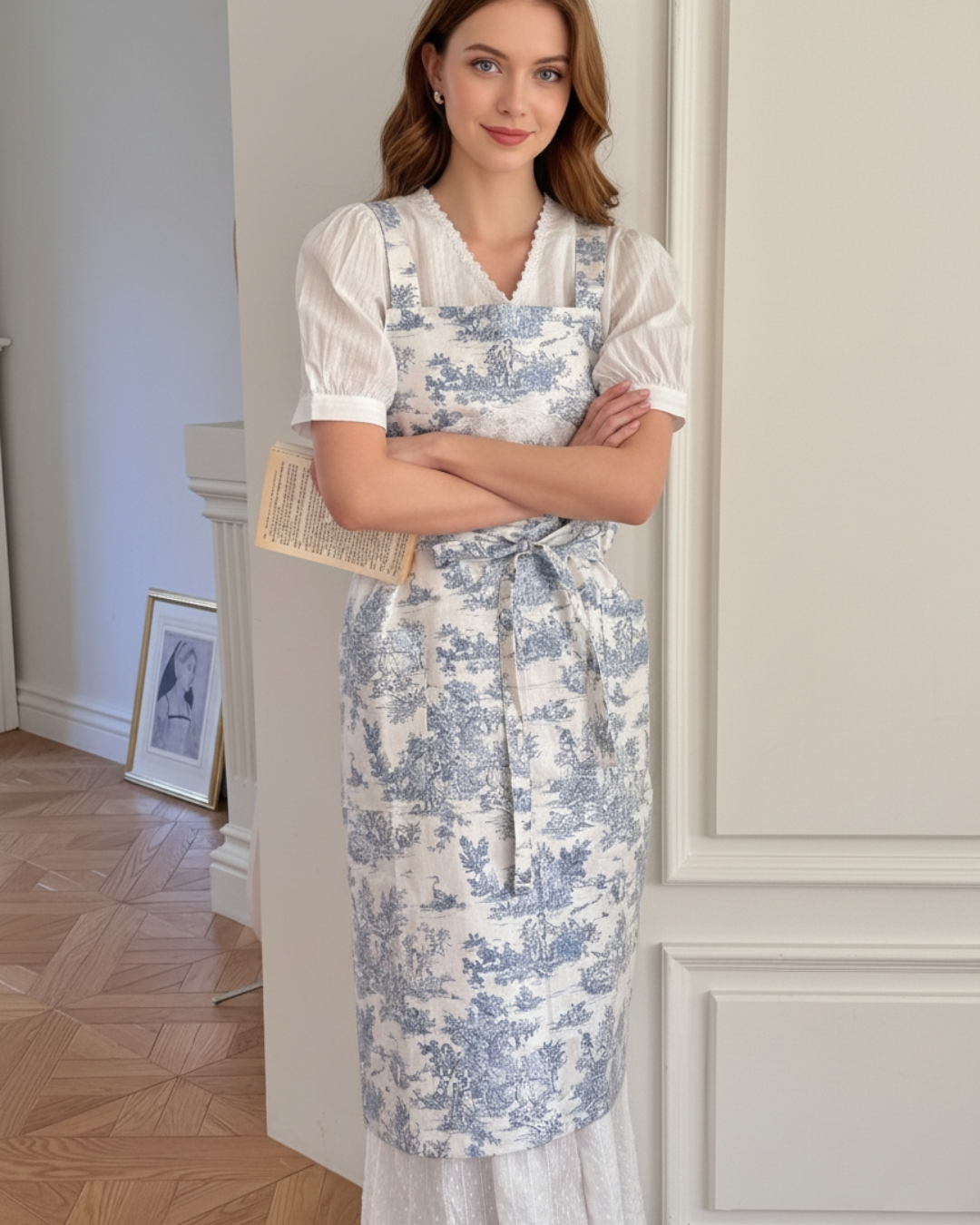 Velouving l Toile De Jouy Apron(TPU Waterproof Coating)