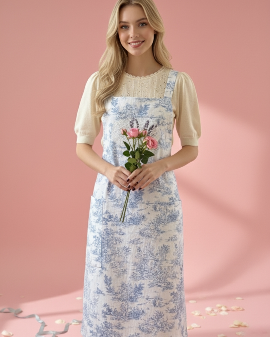 Velouving l Toile De Jouy Apron(TPU Waterproof Coating)