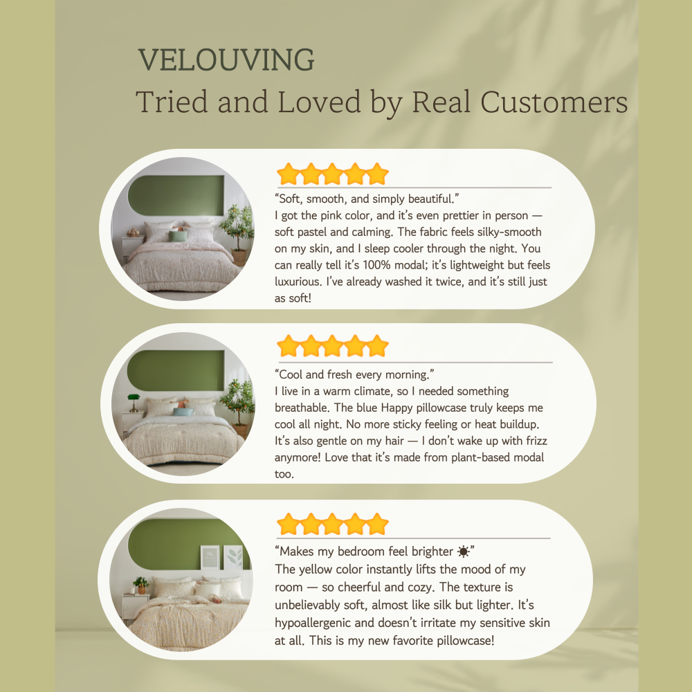 Velouving l Happy Modal Pillowcases (Set of 2) – Hypoallergenic, Cooling